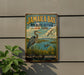 A vintage-style metal sign for Jamaica Bay Wildlife Refuge in New York, featuring a large bird and a serene landscape.