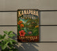 A vintage-style metal sign for the Kanapaha Botanical Gardens in Gainesville, Florida, featuring a tropical garden scene with colorful flowers and plants.
