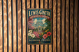 A vintage metal sign for the Lewis Ginter Botanical Garden in Richmond, Virginia, featuring a colorful illustration of the greenhouse and flowers.