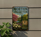 A vintage metal sign for Morton Arboretum in Illinois, featuring a scenic landscape with trees, flowers, and a sign for the museum.