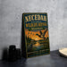 A vintage-style metal sign for the Necedah National Wildlife Refuge in Wisconsin, featuring an illustration of ducks and a sunset landscape.