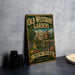 A vintage-style metal sign for Old Westbury Gardens in New York, featuring an illustration of a historic building surrounded by a garden.