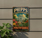 A vintage-style metal sign for the Pennsylvania Conservatory, featuring a tropical garden scene with a large greenhouse and palm trees.