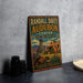 A vintage metal sign for Randall Davey Audubon Center in New Mexico, featuring a desert landscape with a bird perched on a rock.