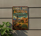 A vintage-style metal sign for Randall Davey Audubon Center in New Mexico, featuring a bird and desert landscape.