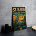 A vintage-style metal sign for St. Marks National Wildlife Refuge in Florida, featuring an illustration of a heron and a lighthouse.