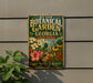 A vintage-style metal sign for the State Botanical Garden in Athens, Georgia, featuring a colorful illustration of flowers and a building.