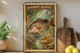 A framed print of a Mangrove Snapper fish, featuring a vibrant illustration of the fish swimming in a tropical underwater scene.
