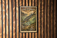 A vintage-style stamp depicting a sturgeon fish, which is a type of fish commonly found in Lake Sturgon, Washington, United States.