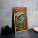 A vintage-style stamp featuring a large fish, likely a whale, swimming in a colorful underwater scene. The stamp has the word "WAHOO" written on it, and there is a price of 5 cents.