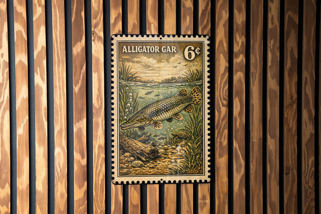 Alligator Gar Metal Sign: Fishing Decor for Cabin or Man Cave