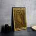 A wooden postcard featuring a detailed illustration of a barred owl, with the text "BARRED OWL 15c" and "U.S. POSTAGE" printed on it.