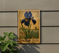 A 50 cent Dutch postage stamp featuring an illustration of a blue iris flower.