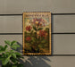 A wooden sign with a floral illustration of honeysuckle flowers mounted on a wall.
