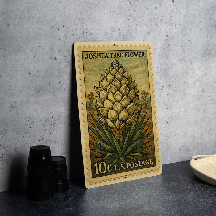 A 10c U.S. postage stamp featuring an illustration of a Joshua tree flower.