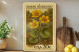 Marsh Marigold Vintage Stamp Style Metal Sign, Marsh Marigold Flower Plaque, Botanical Wall Decor, Garden Sign