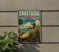 a vintage-style metal sign for Anastasia State Park in Florida, with a bird and palm trees in the background.