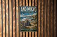 A vintage metal sign for Ano Nuevo State Park, California, featuring a seal and a coastal landscape.