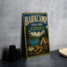 A vintage-style metal sign for Barkcamp State Park, Ohio, featuring a scenic landscape with pine trees, a lake, and a tent.