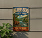 A vintage-style metal sign for Beaver Bend State Park, featuring a beaver in a forest setting and the text "BEAVER'S BEND STATE PARK" prominently displayed.
