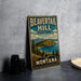 A vintage-style metal sign for Beavertail Hill State Park in Montana, featuring a scenic landscape with mountains, pine trees, and a lake.