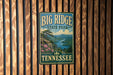 A vintage-style sign for Big Ridge State Park in Tennessee, featuring a scenic landscape with mountains, forests, and a river.
