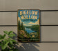 A vintage-style metal sign for Bigelow Hollow State Park, featuring a scenic landscape with pine trees, a lake, and mountains.
