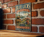 A vintage-style metal sign for Kentucky's Battlefield State Resort Park, featuring a historical battle scene with soldiers and a British flag.