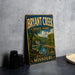 A vintage-style metal sign for Bryant Creek State Park in Missouri, featuring a scenic landscape with a river and trees.