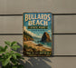 A vintage-style metal sign for Bullards Beach State Park in Oregon, featuring a scenic landscape with a rocky outcrop, beach, and ocean.