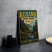 A vintage-style metal sign for Butano State Park, California, featuring a scenic illustration of the park's landscape.