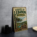 A vintage-style sign for Cedar of Lebanon State Park in Tennessee, featuring a scenic illustration of the park's natural beauty.