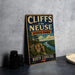 A vintage-style sign for Cliffs of the Neuse State Park in North Carolina, featuring a scenic illustration of a river and cliffs.