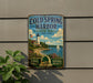 A vintage-style metal sign for Cold Spring Harbor State Park in New York, featuring a lighthouse, a sailboat, and a scenic landscape.