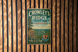 A vintage metal sign for Crowley's Ridge State Park in Arkansas, featuring a scenic landscape with a river and a mountain.