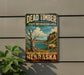 A vintage-style metal sign for Dead Timber State Recreation Area in Nebraska, featuring a scenic landscape with a river and mountains.