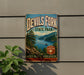 A vintage-style sign for Devil's Fork State Park, featuring a scenic landscape with a lake, mountains, and a boat.