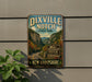 A vintage-style metal sign for Dixville Notch State Park in New Hampshire, featuring a scenic mountain landscape.