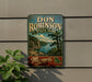 A vintage-style sign for Don Robinson State Park in Missouri, featuring a scenic landscape with a lake and mountains.