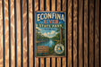A vintage-style sign for Econfina River State Park in Florida, featuring a scenic image of the river surrounded by lush greenery.