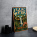 A vintage-style metal sign for Falling Waters State Park in Florida, featuring a waterfall and tropical foliage.
