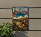 a sign for Fort Leaton, a historic site in Texas, with a cannon and a building depicted on it.