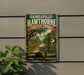 A vintage-style metal sign for the Gainesville-Hawthorne State Trail in Florida, featuring a scenic illustration of a road surrounded by lush greenery and palm trees.