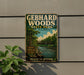 A vintage metal sign for Gebhard Woods State Park in Illinois, featuring a scenic illustration of a river and forest.