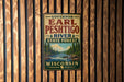 A vintage metal sign for the Governor Earl Peschigo River State Forest in Wisconsin, featuring a scenic illustration of the river surrounded by pine trees and a waterfall.