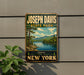 A vintage-style sign for Joseph Davis State Park, featuring a scenic landscape with mountains, trees, and a lake.
