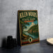 A vintage-style metal sign for Kilen Woods State Park in Minnesota, featuring a scenic landscape with a lake and forest.