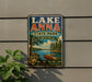 A vintage-style sign for Lake Anna State Park in Virginia, featuring a scenic image of a lake, trees, and a boat.