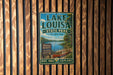 A vintage-style sign for Lake Louisa State Park in Florida, featuring a scenic image of a lake and canoe, along with the text "LAKE LOUISA STATE PARK FLORIDA" and "NATURAL BEAUTY OUTDOOR ADVENTURE".