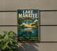 A vintage-style metal sign for Lake Manatee State Park in Florida, featuring a manatee and a tropical landscape.